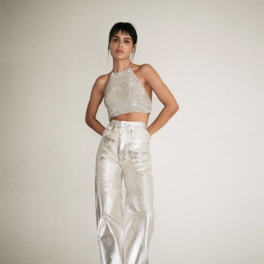 ZARA METALLIC JEANS - Picture 1 of 6